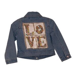 Kid's Denim Jacket W/ Sequin “LOVE” Patch